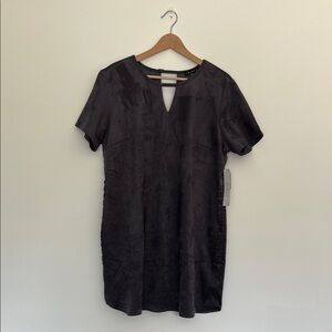 nwt tribal slate grey suede-like shift dress with keyhole neck, size xl